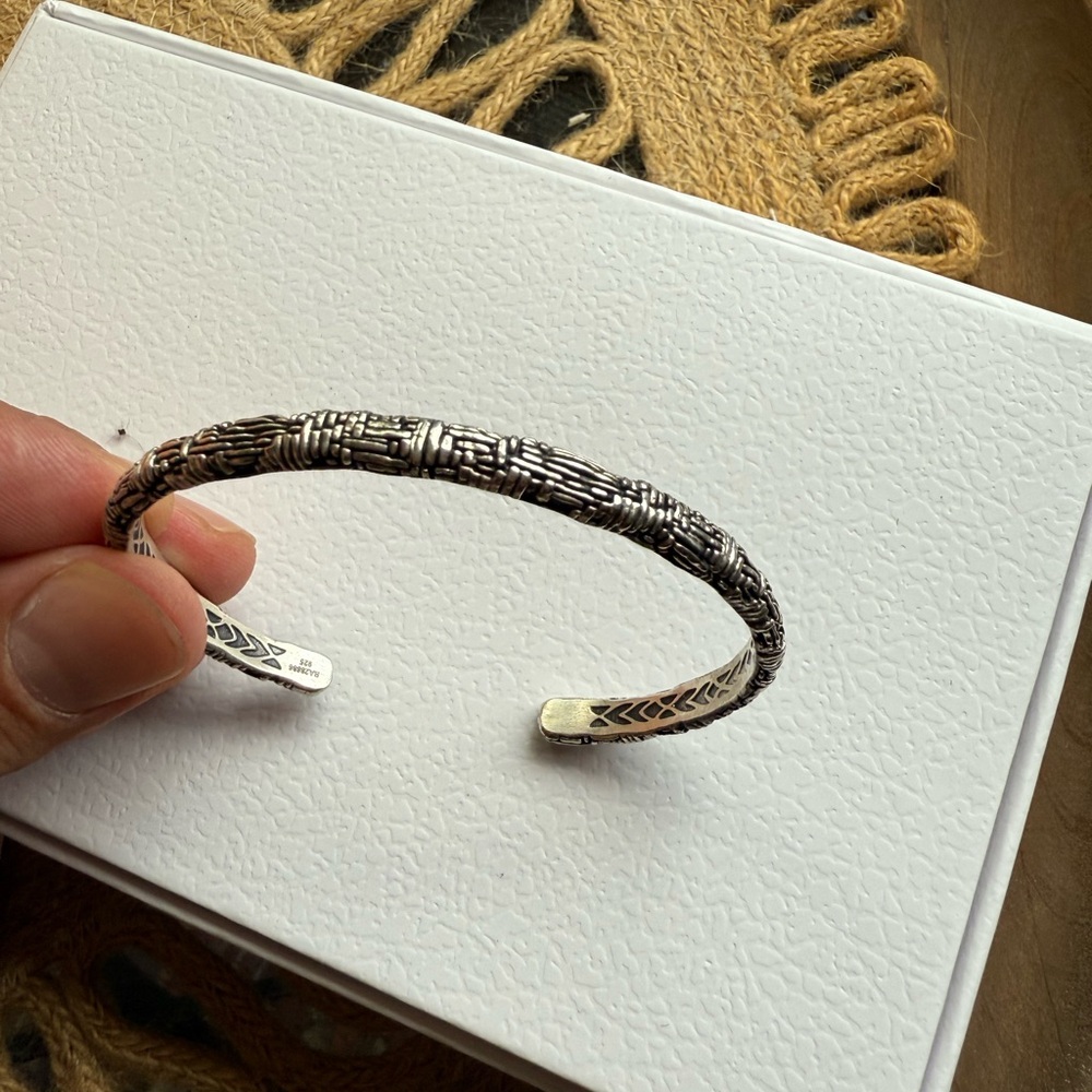 John Varvatos Silver Textured Cuff Links
